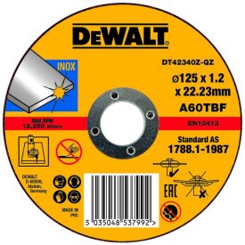   DeWalt vágókorong/inox/egyenes/125x22.23x1.2mm/vékony lemezhez/DT42340Z-QZ