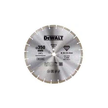 DeWalt szegmentált gyémántszemcsés vágótárcsa 350 mm/25.4 mm / DT40213-QZ