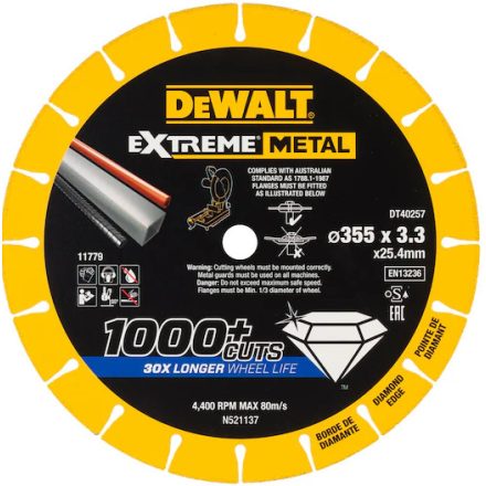 DeWalt Extrem vágókorong gyémánt 355×25,4×3,3 mm DT40257-QZ