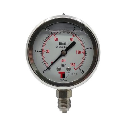 Glicerines manométer DN63 BSP1/4 alsó csatlakozású 0-40Bár"