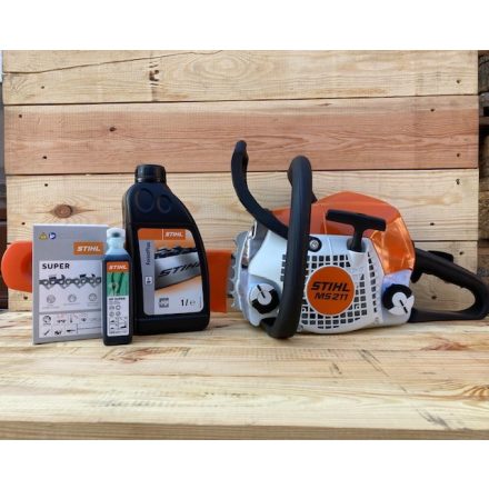 STIHL MS-211 motoros fűrész+1db lánc+1db HP Super 100 ml+1db ForestPlus lánckenő 1L