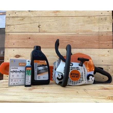 STIHL MS-181 motoros fűrész+1db lánc+1db HP Super 100 ml+1db ForestPlus lánckenő 1L